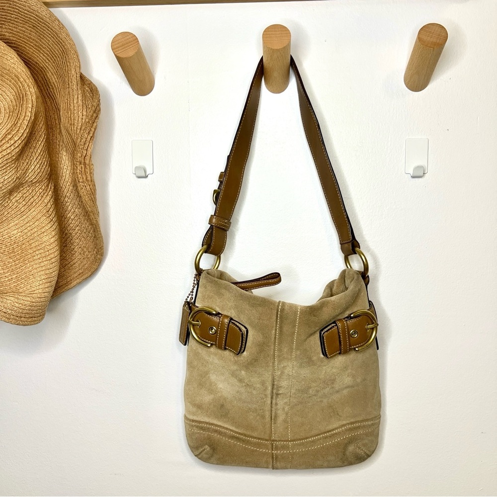 SOLD - Vintage Coach Camel Suede Purse - Authentic - Lightly used
